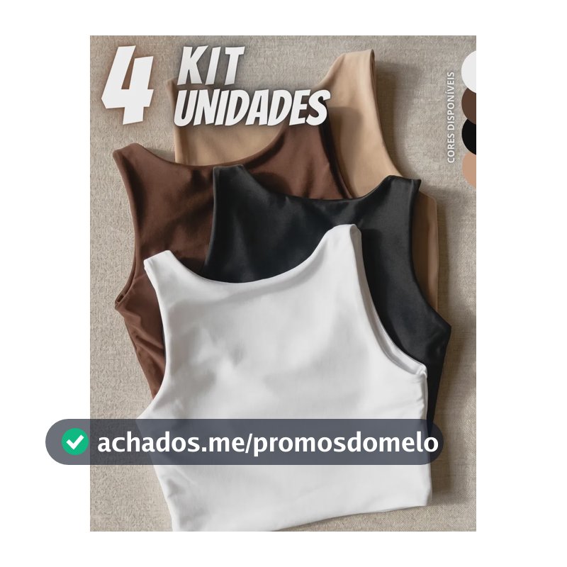 Kit 4 Blusas Regata Feminina Suplex Tshirt Básica Casual Preto + Branco + Marrom + Nude Liso G/gg (40-42)