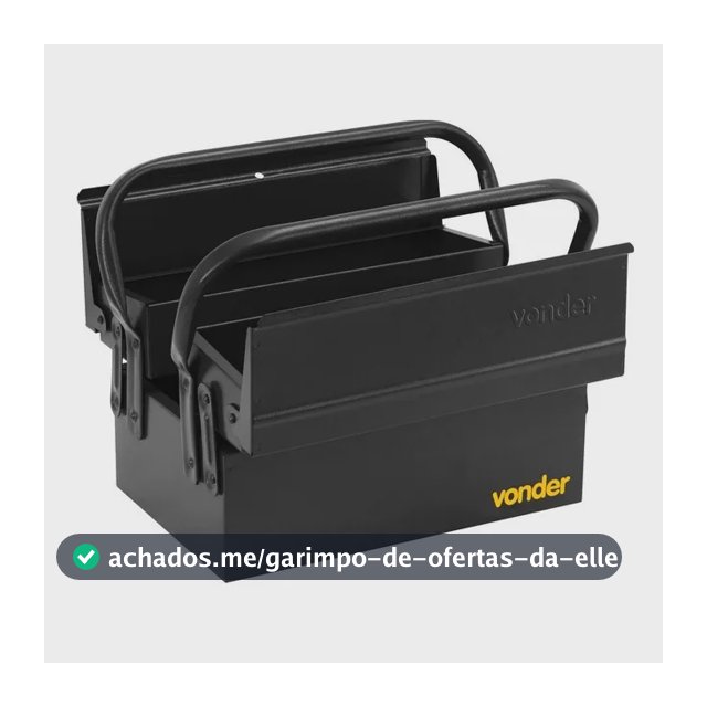Caixa metálica sanfonada para ferramentas, com 3 gavetas, 30 cm x 19 cm x 16 cm, VONDER