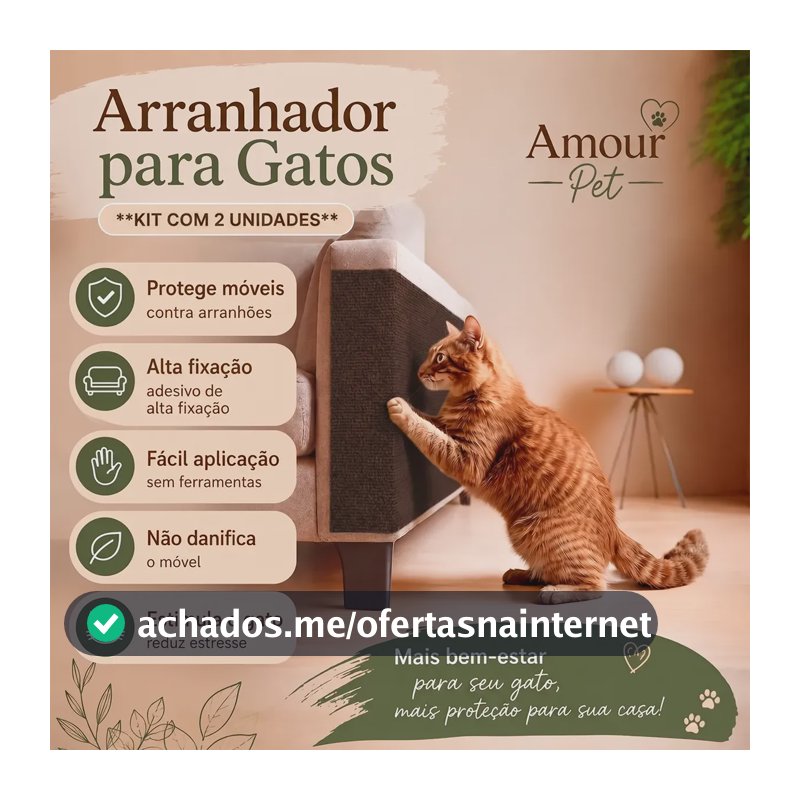 Kit 2 Arranhador Protetor Sofá Adesivo Carpete Gatos 50x30cm Marrom