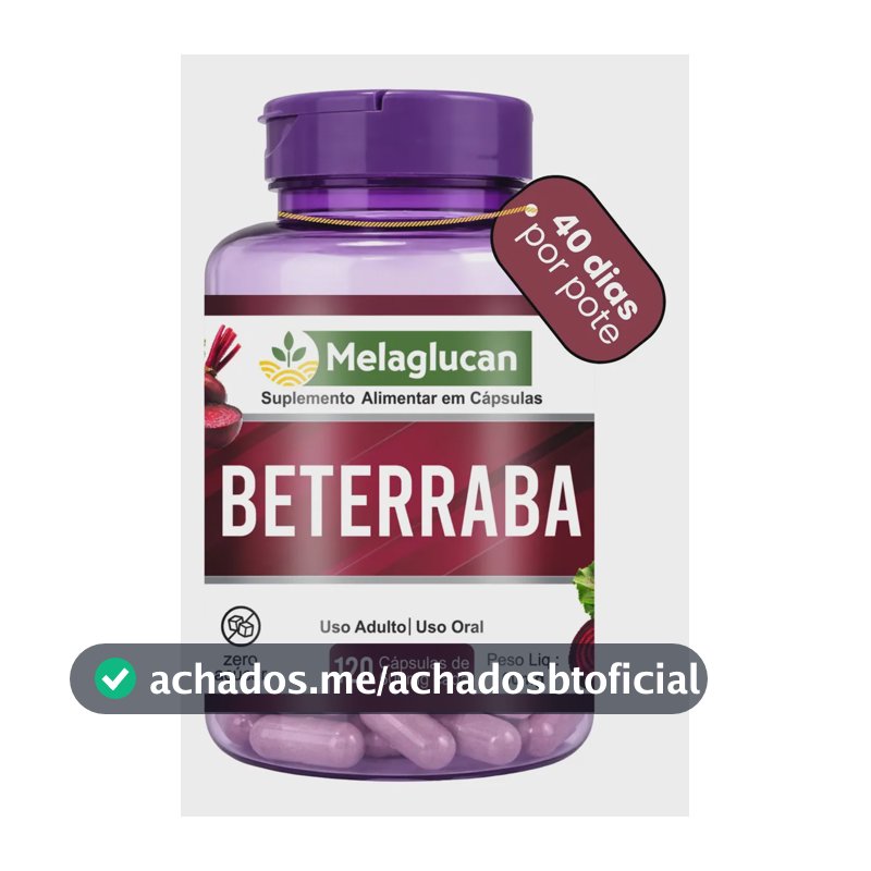 Beterraba 500mg 120 Cápsulas Suplemento Alimentar Melaglucan Beta Vulgaris Extrato De Beterraba Em Cápsulas 40 Doses Zero Lactose Zero Glúten Zero Açúcar Uso Adulto Sem Sabor