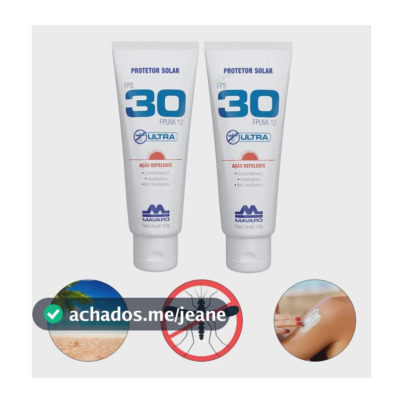 Kit 2 Protetor Solar Mavaro Fps 30 Repelente 120g Hidratante