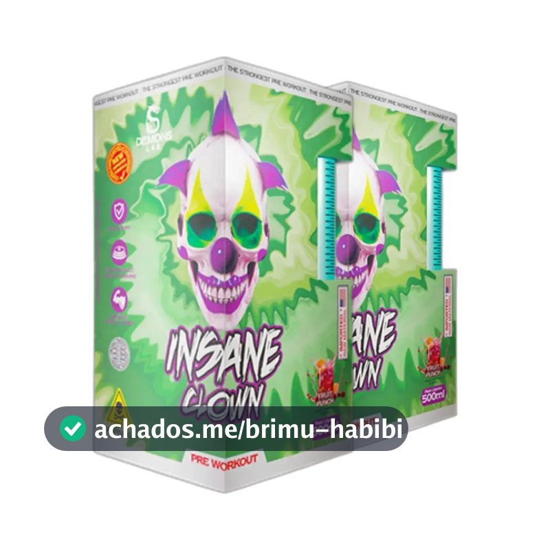 Kit 2x Pré Treino Insane Clown Sem Sabor 500ml Demons Lab 400mg Cafeína