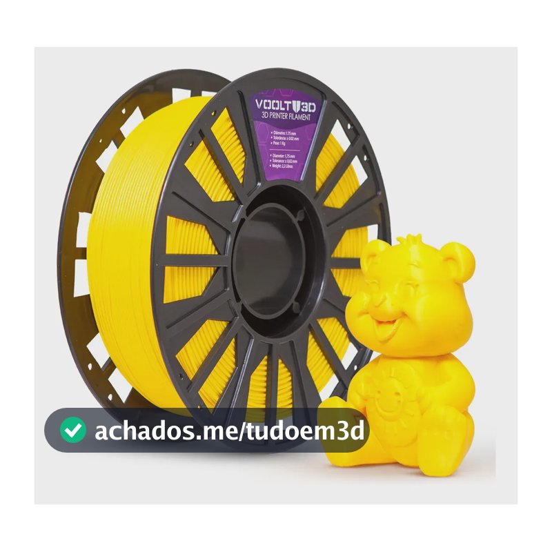 Filamento PLA Amarelo 1Kg 1,75mm Voolt3D Para Impressão 3D Impressoras 3D High Speed Imprimir Peças 3D Peças Decorativas Fabricação Nacional