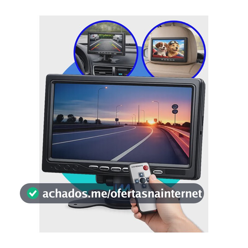 Monitor Automotivo 7 Polegadas Lcd Tft Colorido Av 12v/24v Duas Entradas Portátil Com Controle Remoto Compatível com Câmera De Ré E Frontal Tela Veicular Fácil Instalação Wmix Eletrônicos