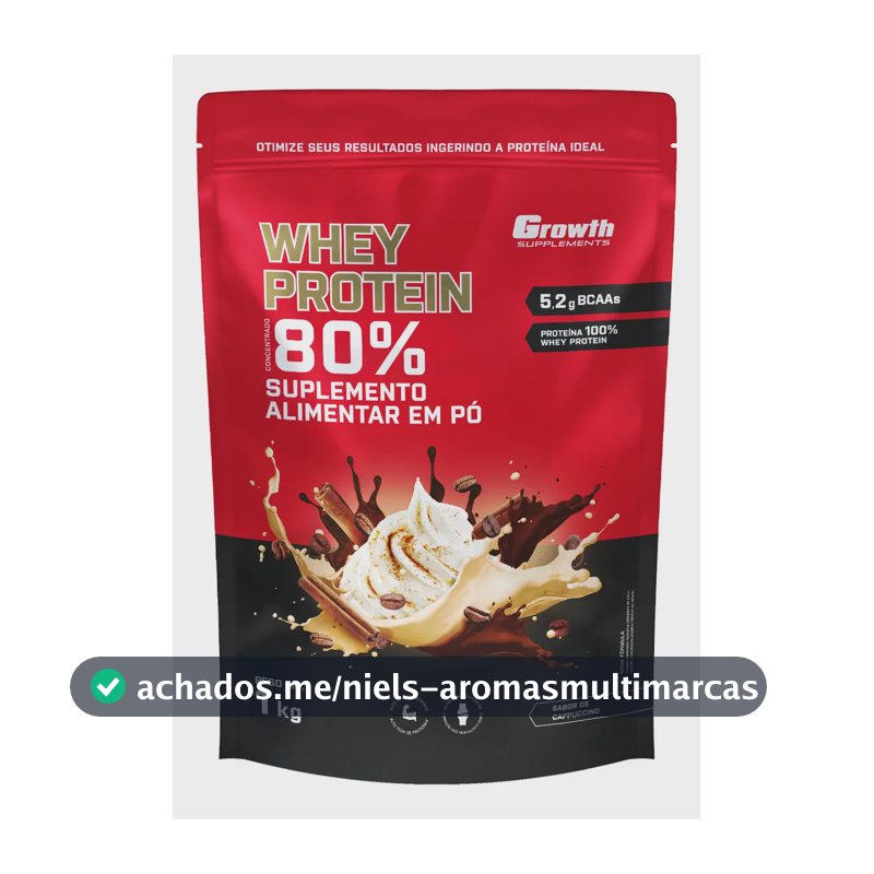 Suplemento em pó Growth Supplements Whey Protein Concentrado sabor Capuccino 1 kg