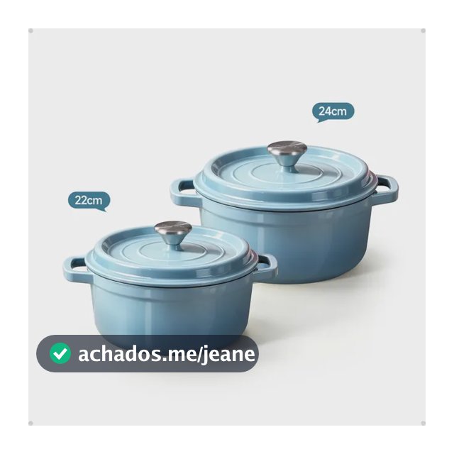 Kit 2/3 Peças Panela Caçarola Ferro Esmaltado 22/24cm Azul 22cm+24cm