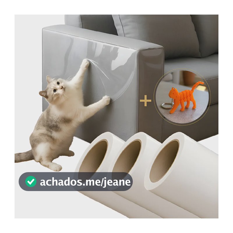 Kit 3 Protetores Sofá Adesivo Anti-arranhão Transp 3mx15cm Transparente