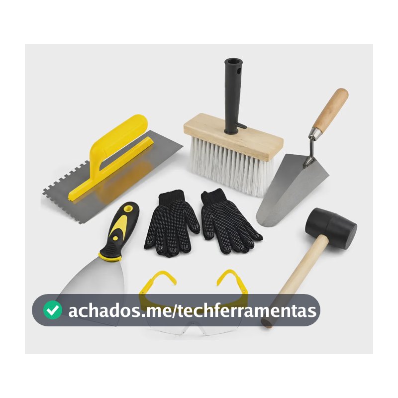 Kit Ferramentas Obra Pedreiro Reforma 7 Peças Colher Broxa