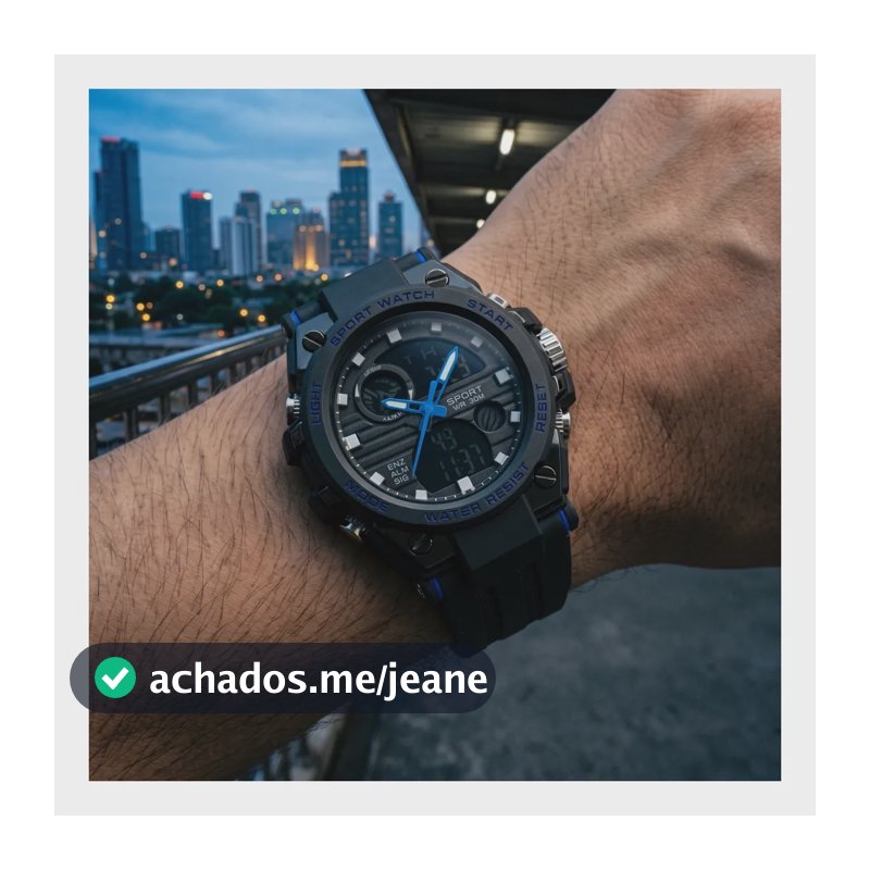 Relógio Masculino Esportivo Analógico Digital Preto Preto