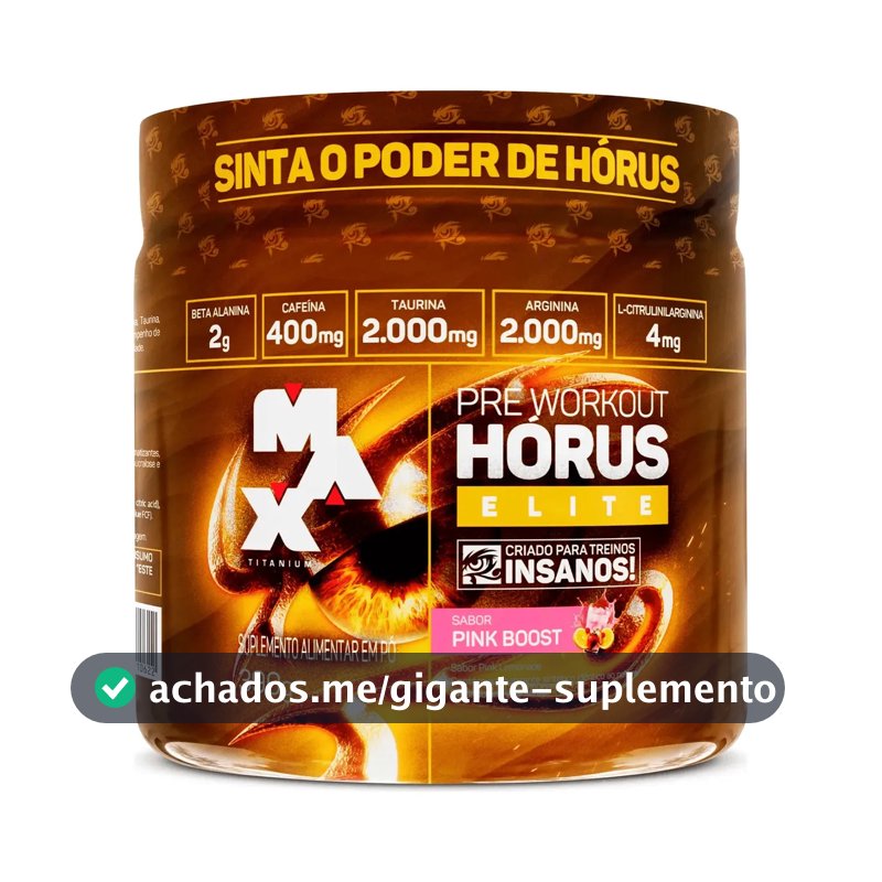 Horus Elite 390g Pré Treino 400mg Cafeína Max Titanium Sabor Pink Boost Lemonade