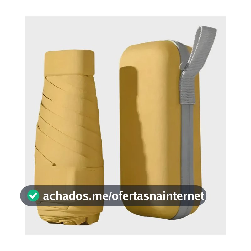 Mini Guarda Chuva Sombrinha De Bolso C/ Estojo Cor Amarelo Desenho do tecido Liso