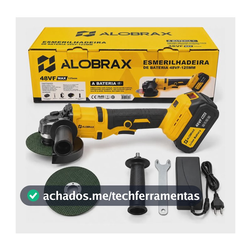 Esmerilhadeira Angular Sem Fio 48vf 125mm Brushless 2 Discos Amarelo 48v