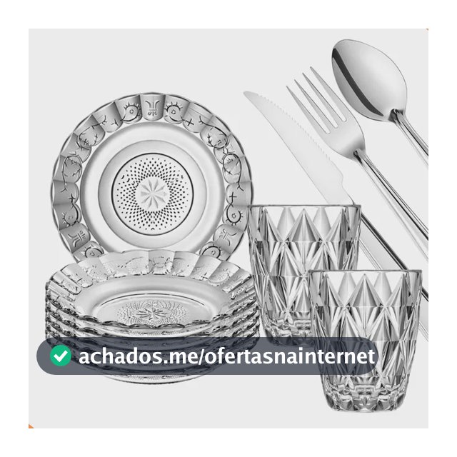 Aparelho De Jantar 30 Peças - Pratos, Copos E Talheres Transparente