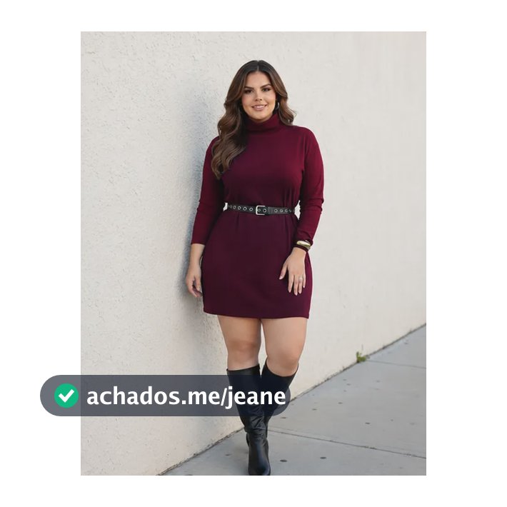 Vestido Poncho Gola Alta Feminino Plus Size Inverno Vinho Liso Único