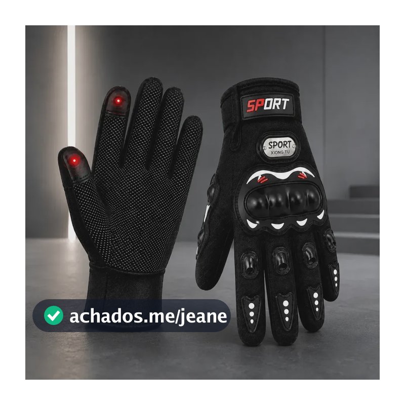 Par De Luva Motoqueiro Touch Proteção Pilotagem Preto Único