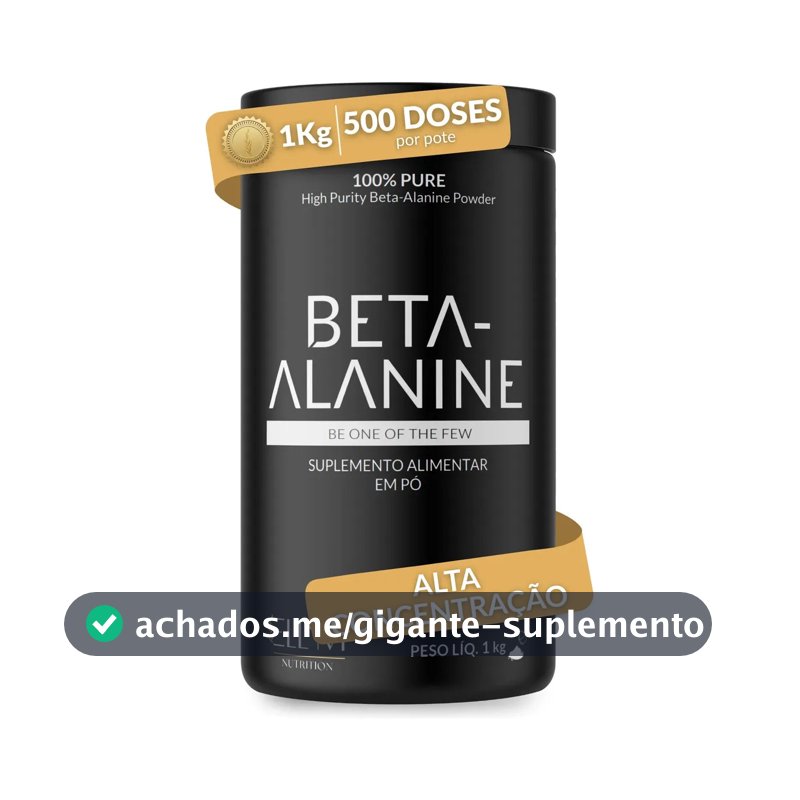 Beta Alanina 1kg 100% Pura Performance Recuperação Muscular Pós Pré Treino 500 Doses Sem Sabor Concentrada Ellym Nutrition
