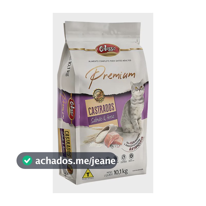 Ração seca para gatos Castrado Adultos Salmão e Arroz 10,1 kg Colosso Premium