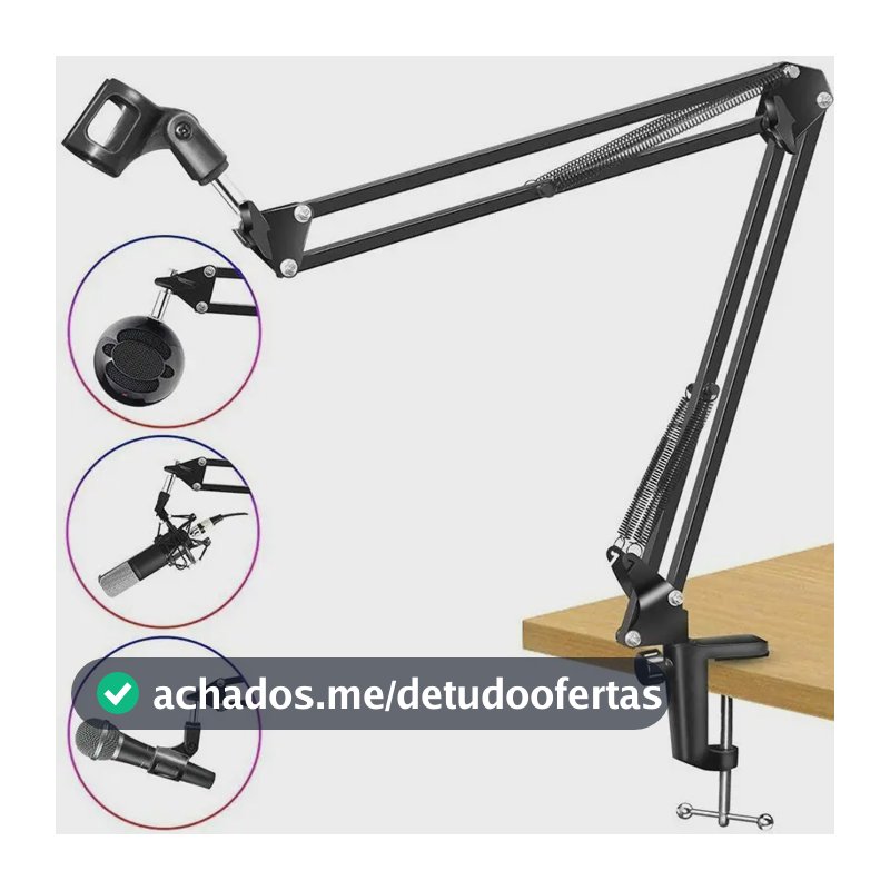 Braço Articulado Suporte Microfone Profissional Hyperx Quadcast E Solocast Mesa Podcast