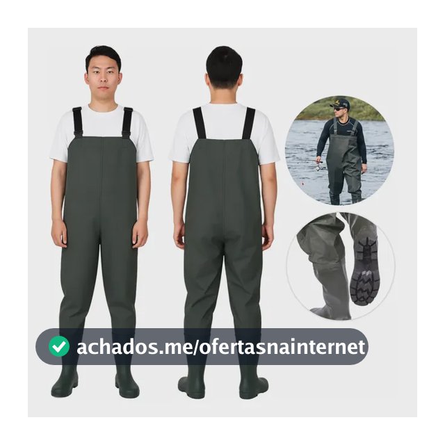 Jardineira Macacão Pesca Com Bota Pvc Acoplada Impermeável