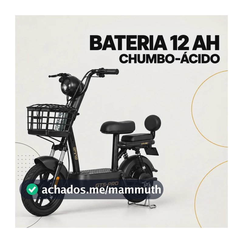 Bicicleta Elétrica GTS Super Power 500W para Mobilidade Urbana Preta