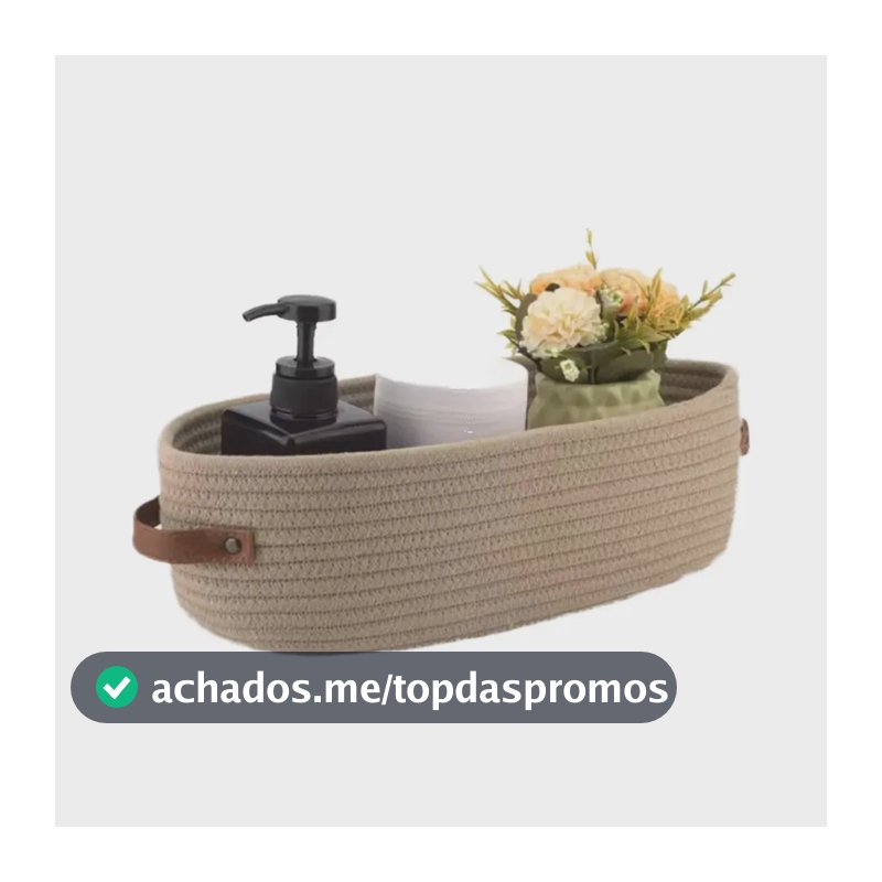 Cesto Organizador de Algodão Trançado com Alças de Couro, Cesto Decorativo Artesanal para Banheiro, Quarto, Sala, Lavanderia, Guarda Objetos, Roupas, Brinquedos, Mantas, Decoração Moderna, Organização