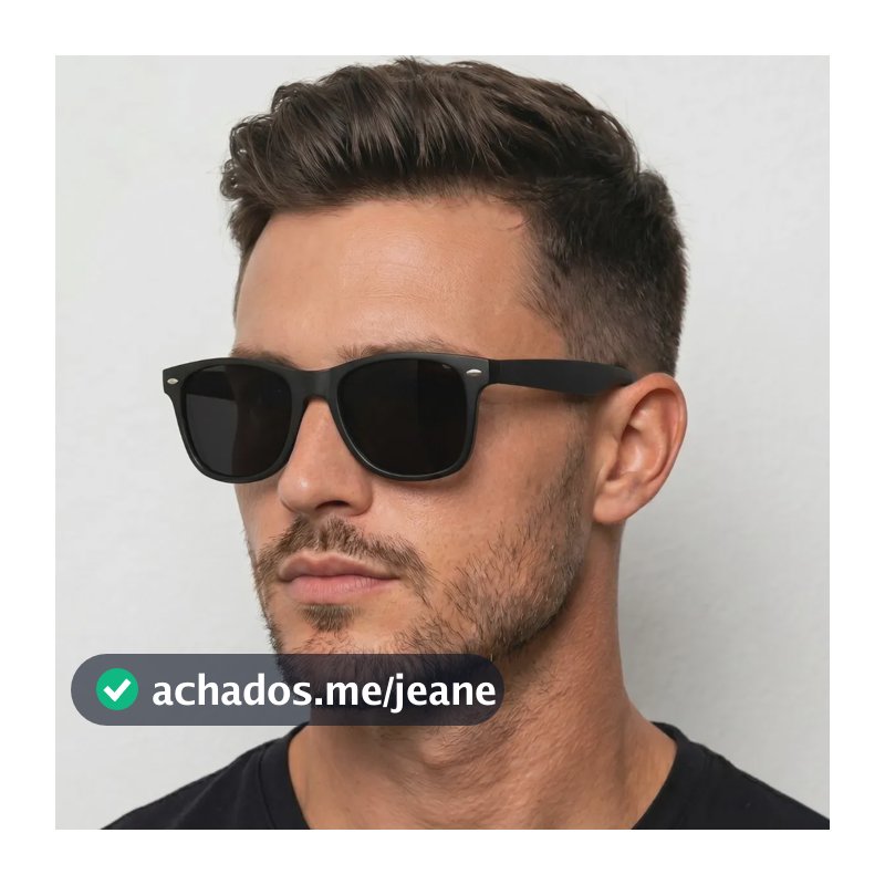 Oculos De Sol Masculino Quadrado + Case Com Proteção Uv400 Quadrado Armação Preta / Lente Preta / Quadrado