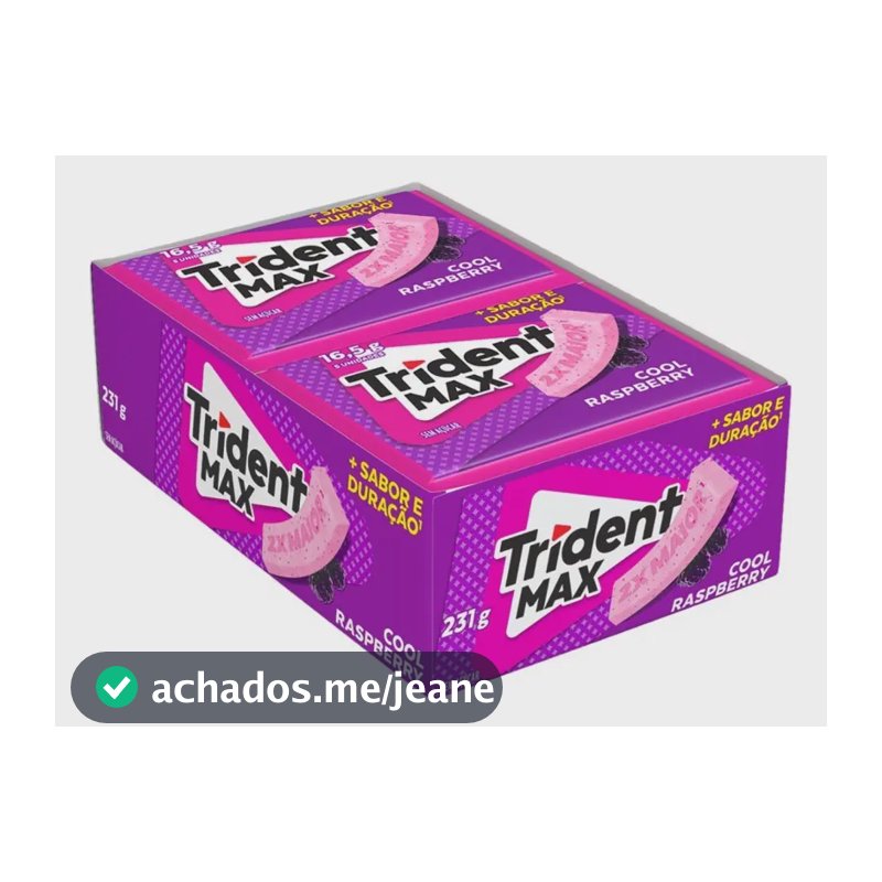 Chiclete Trident Max Raspberry S/ Açúcar - Cx 14u de16,5g