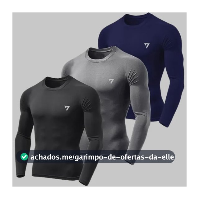 Kit 3 Camisetas Térmicas Masculina Segunda Pele Camisa Uv50-