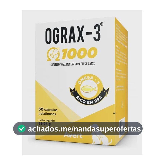 Suplemento Cães Gatos Avert Ograx-3 1000 30 Cápsulas