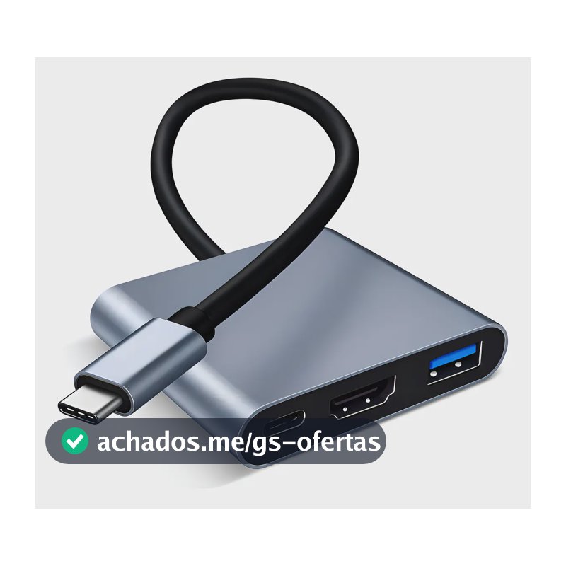 Adaptador Conversor Usb 3.0 Tipo C Para Hdmi 4k 3 Em 1 - QueroCase