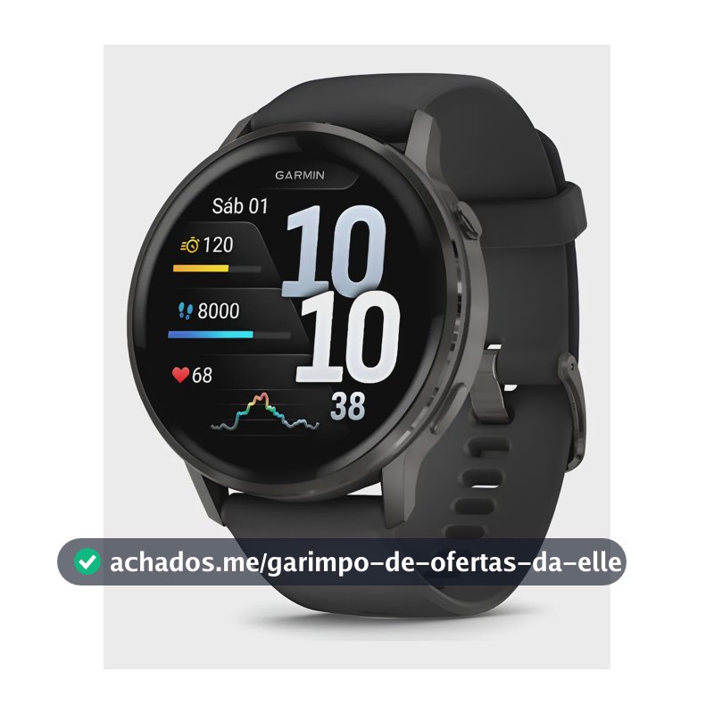 Relógio Garmin Venu 4 Ardósia Pulseira Silicone Preta 45mm