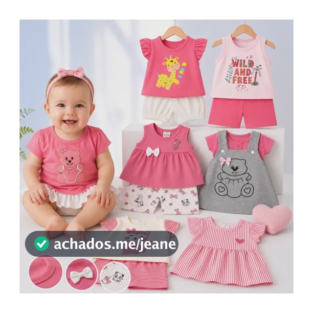 Kit 6 Peças Conjunto Bebê Menina Divertidas Inverno Algodão Sortida M (3-6 Meses)