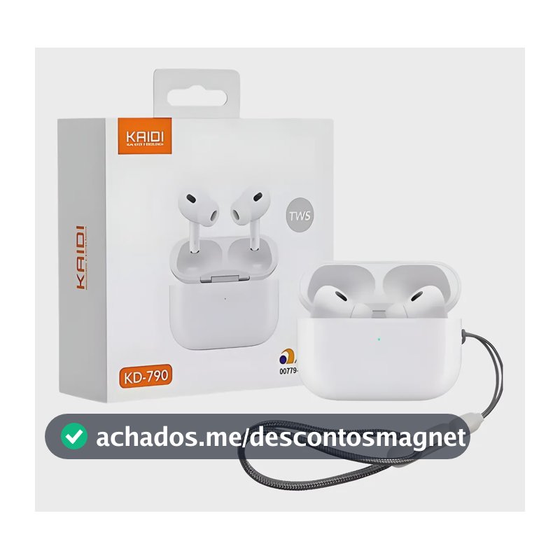 Fones de Ouvido Sem Fio Kaidi KD-790 Bluetooth Branco Academia Antiruído