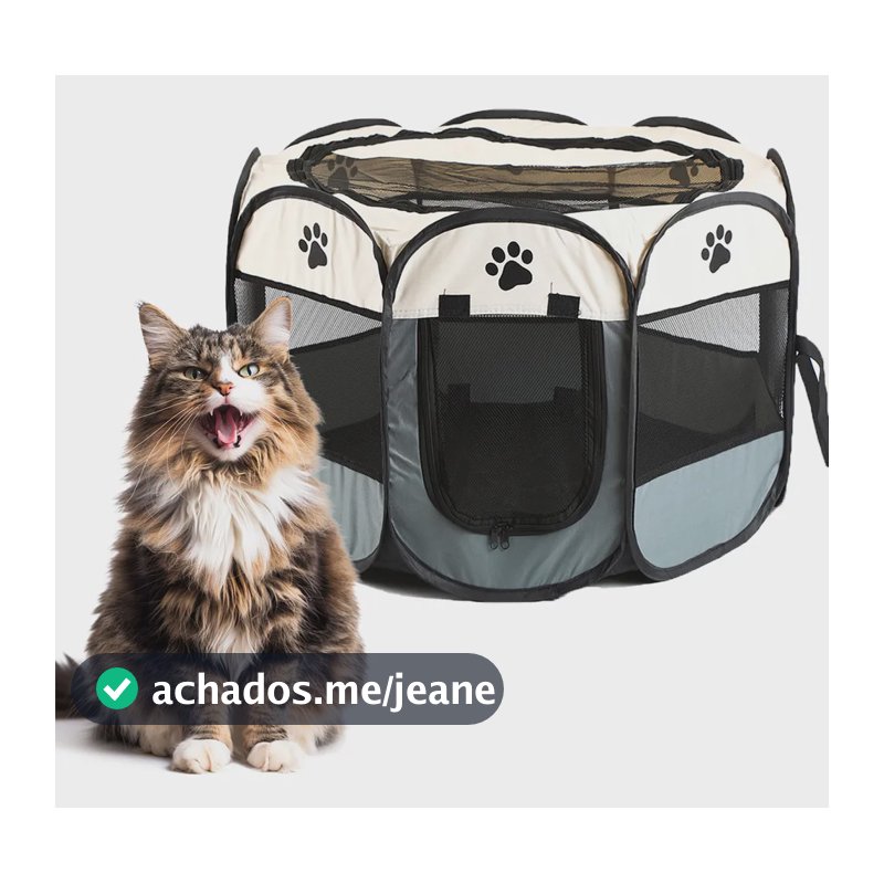 Cercado Portátil Dobrável Pet Grande Cachorro Gato Anti Mord Cinza