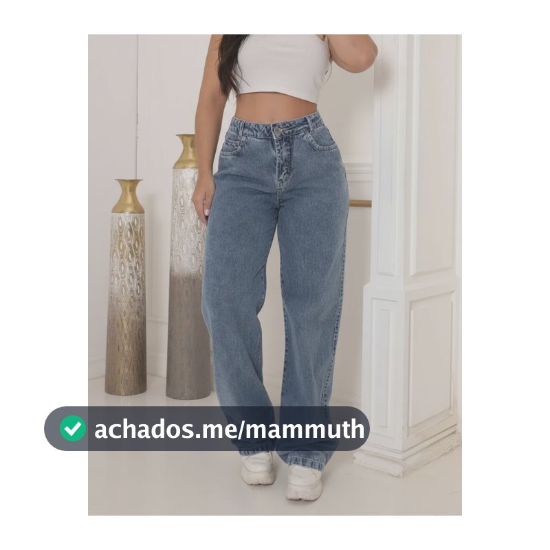 Calça Jeans Wide Leg Feminina Cintura Alta Sem Lycra Stillge