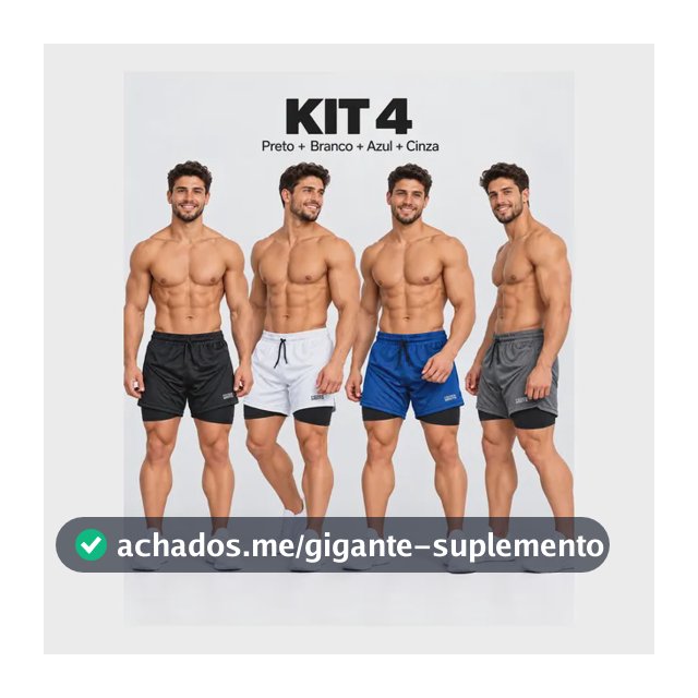 Kit 4 Shorts Rock Saints 2 Em 1 Masculino Preto