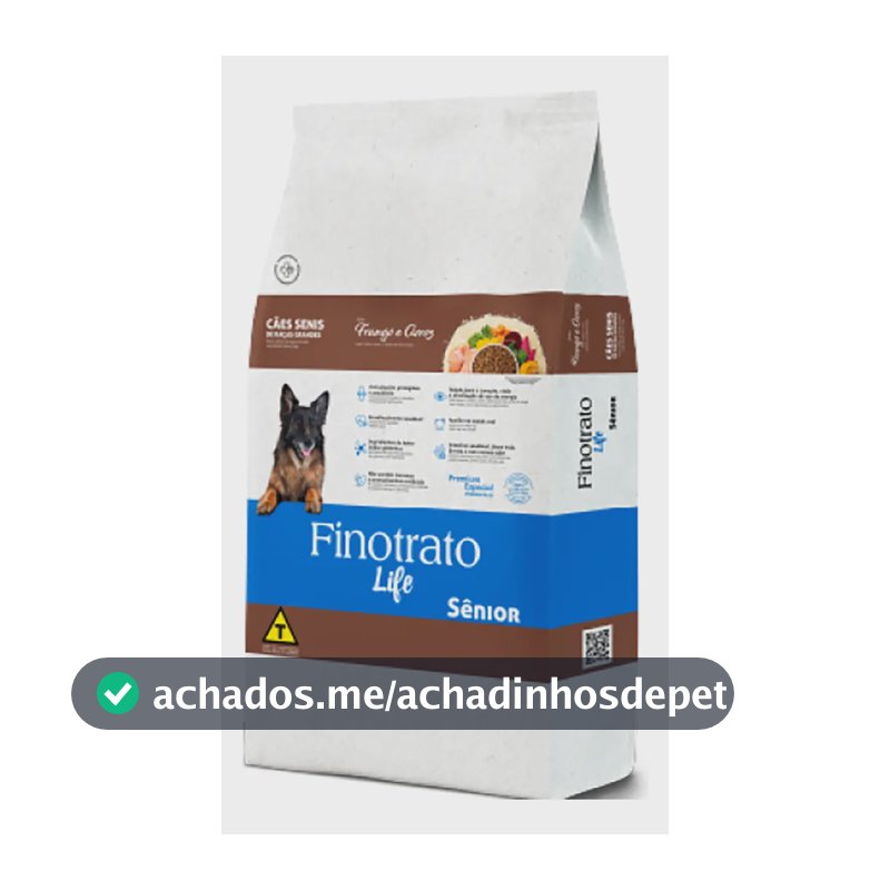 Ração Seca Finotrato Life Sênior Cão Raças Grandes Frango e Arroz 15kg