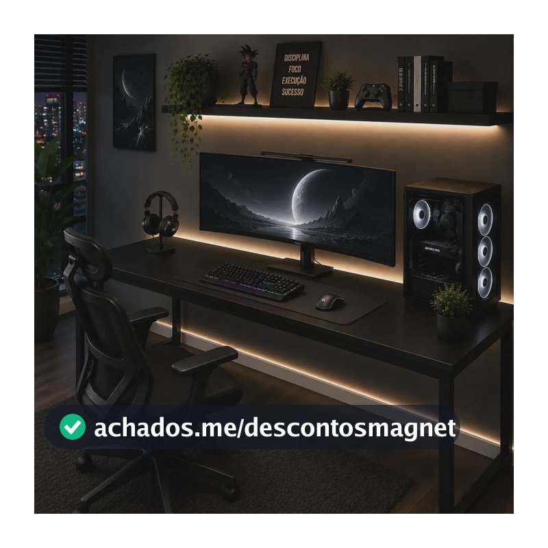 Mesa Gamer Industrial 150cm Com Estrutura Em Aço Para Pc Preto