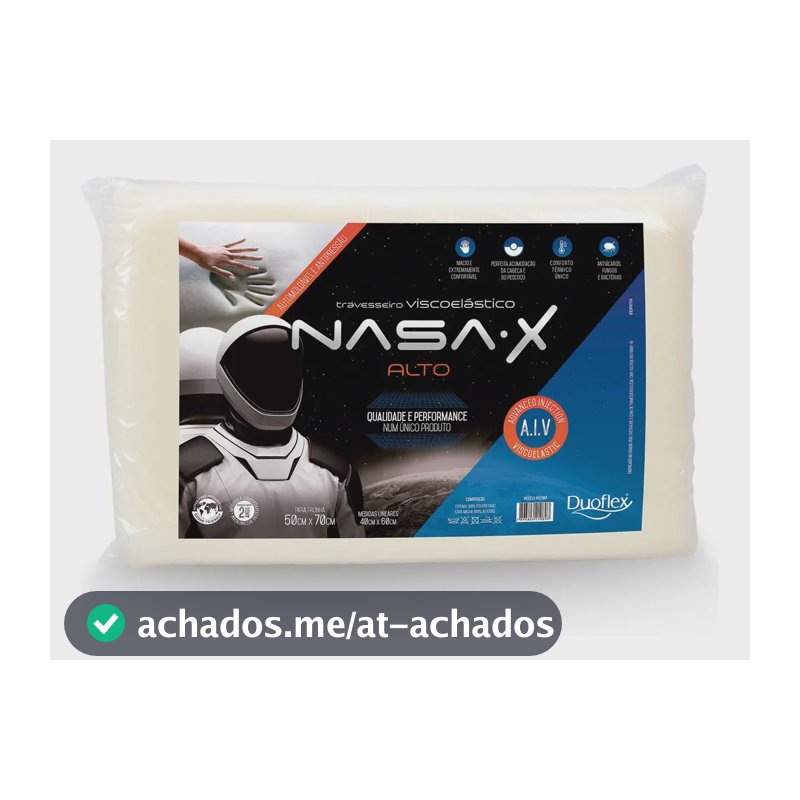 Travesseiro Nasa Alto- X - Viscoelástico 50x70cm - Duoflex