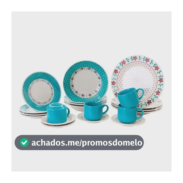 Aparelho De Jantar/chá Biona Oxford Donna Cerâmica 20 Peças Cor Branco/azul