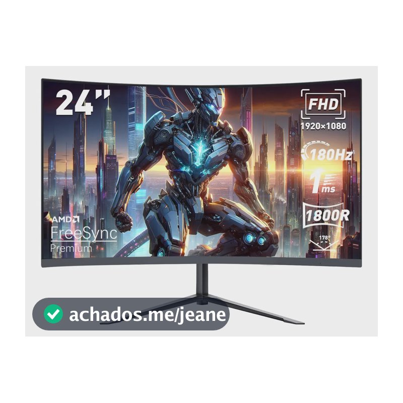 Monitor Gamer Curvo 24 Ips Full Hd 180hz 1ms Freesync Hdmi Preto