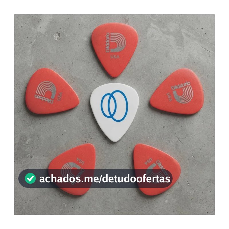 5 Palhetas D'Addario Duralin Standard Laranja Extra-Leve 0.50mm Palheta para Guitarra Violão + Palheta Groover