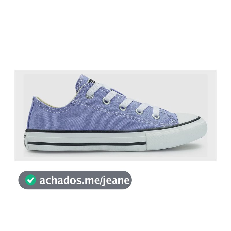 Tênis Infantil All Star Chuck Taylor Cano Baixo Original Lavanda/preto/branco Liso 30