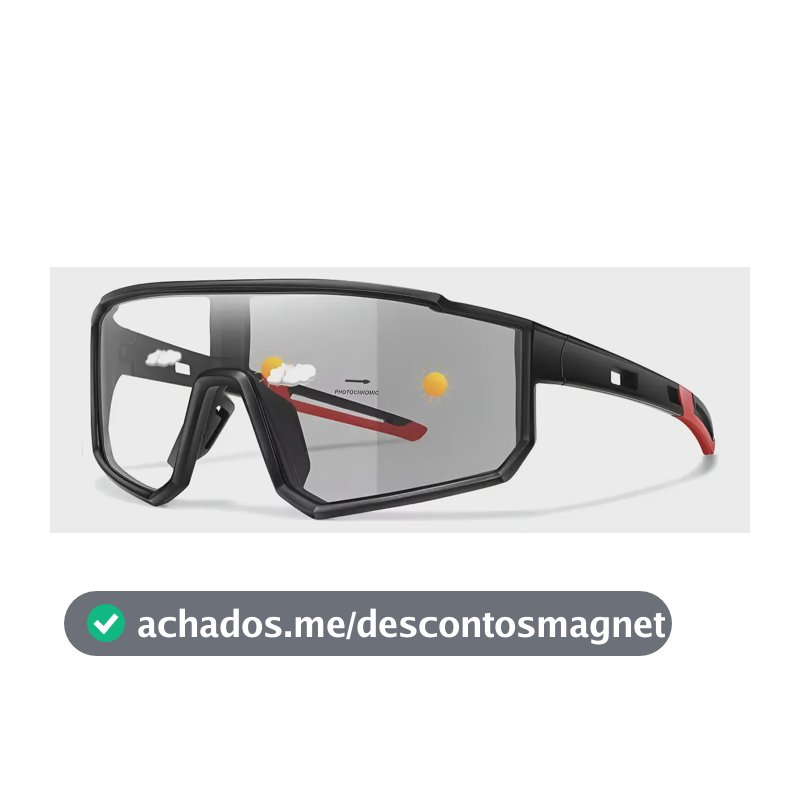 Óculos Fotocromático Ciclismo, Corrida E Pesca Armação Preto/Vermelho Lente Fotocromática