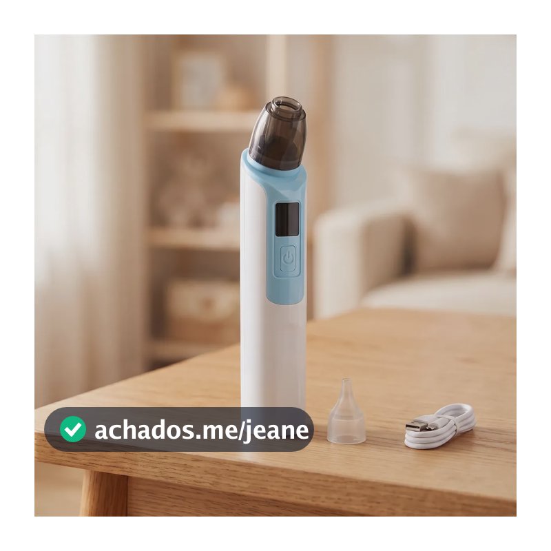 Aspirador Nasal Elétrico Infantil Recarregável Sugador Nasal Bebê 6 Níveis de Sucção 2 Bicos Cabo USB Livre de BPA Inclui Filtro Azul para Higiene e Limpeza do Nariz de Bebês e Crianças 0 a 24 Meses