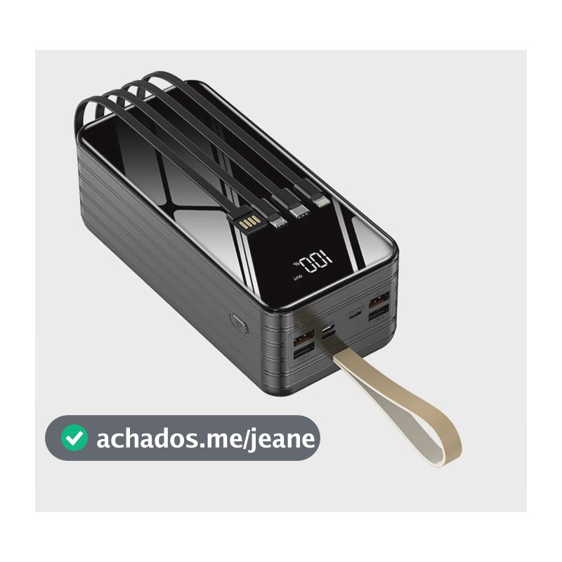 Carregador Power Bank Super Turbo 30000mah Portátil Pd 22.5w Cor Preto
