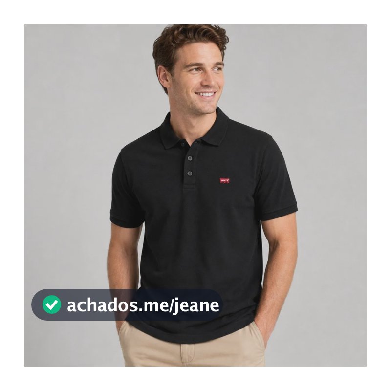 Camisa Polo Levis Housemark Masculina Levi's® Preta Lobo G Lisa