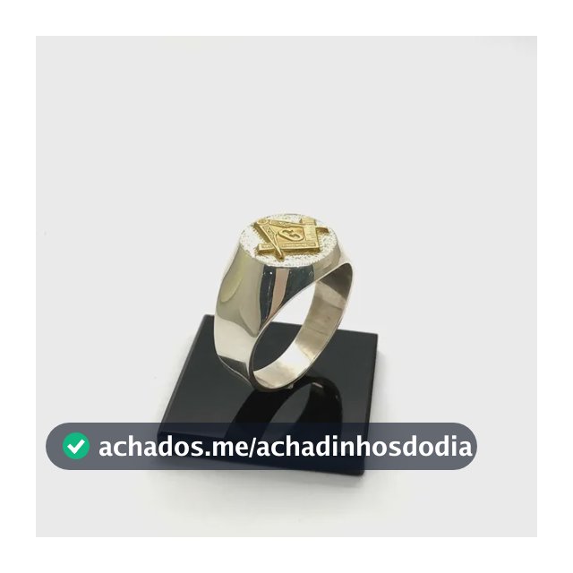 Anel Maçom Prata Lei 925 Emblema De Ouro18k Pequeno Dedinho