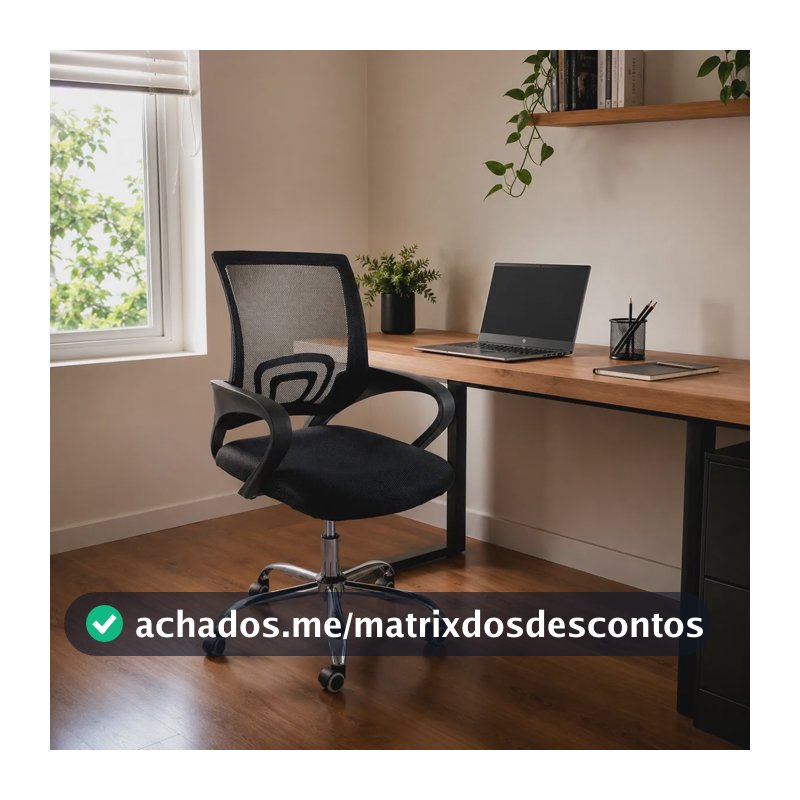 Cadeira De Escritorio Begonia Tela Mesh Ergonomica Giratoria Preto