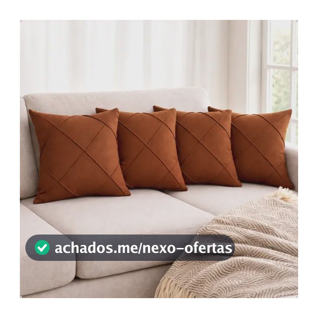 Kit 4 Capa Almofada Suede Aveludada Drapeada 45x45 Decoração